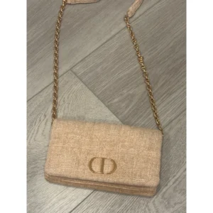 Christian Dior Linen Macrocannage Small Caro Bag Rose