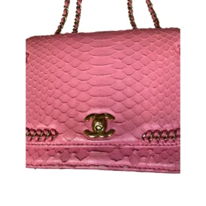 Alternative view of Chanel snake skin pink small flap bag