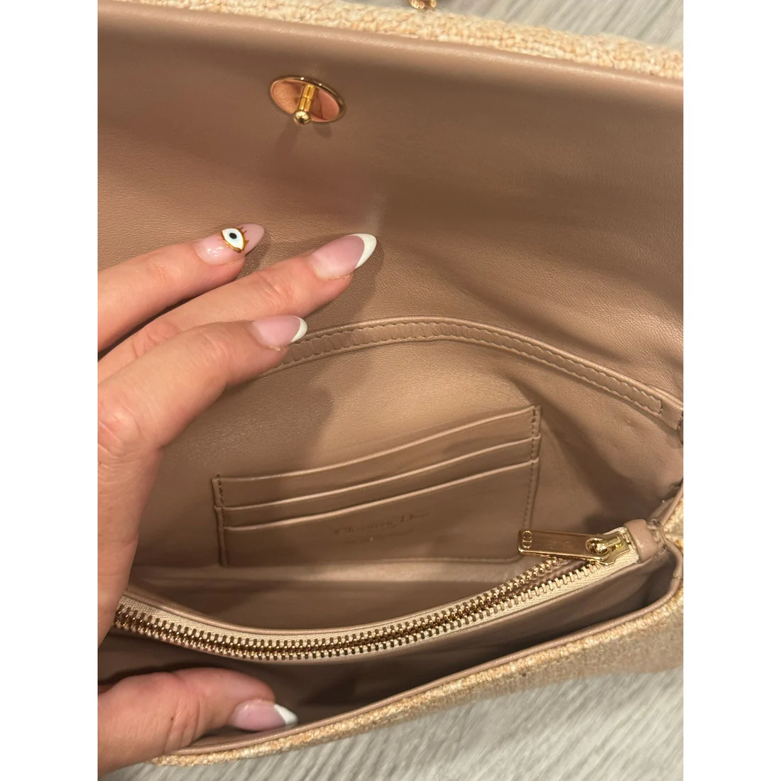 Christian Dior Linen Macrocannage Small Caro Bag Rose - Image 2