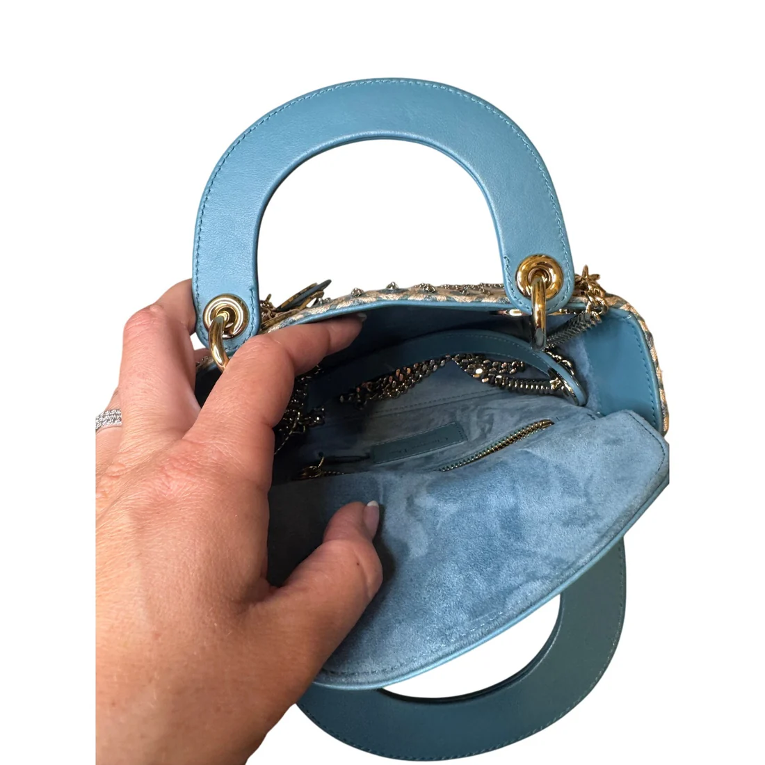 Dior Mini Canvas Honeycomb Embroidery Crystal Lady Dior - Image 2