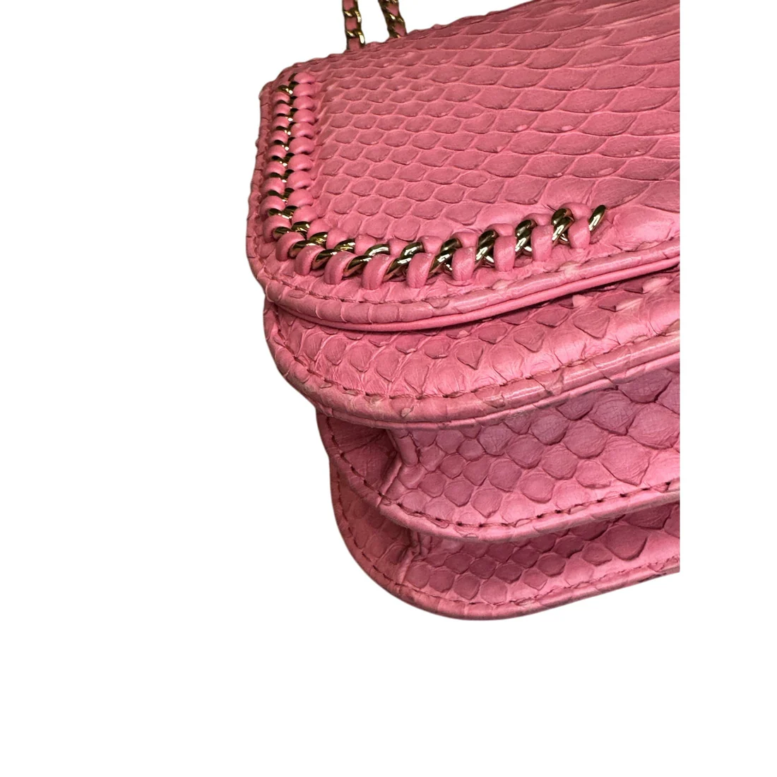 Chanel snake skin pink small flap bag - Image 4