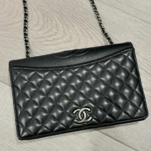 Chanel Black Lambskin Wallet on chain