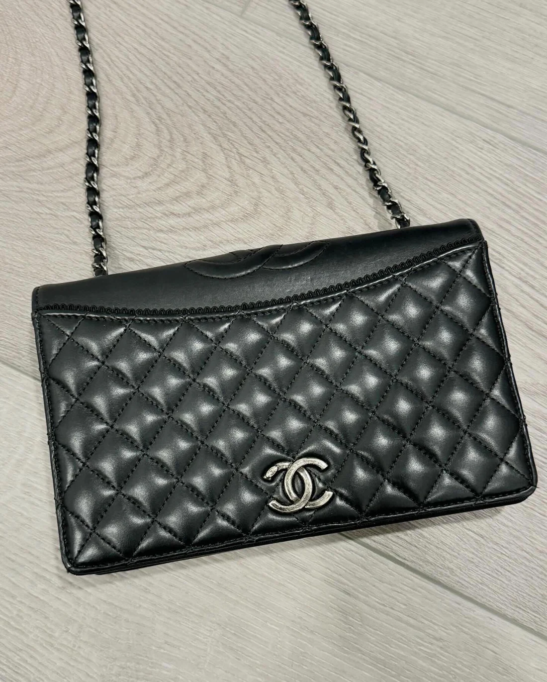 Chanel Black Lambskin Wallet on chain