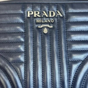 Alternative view of PRADA Soft Calfskin Diagramme Crossbody Bag navy blue