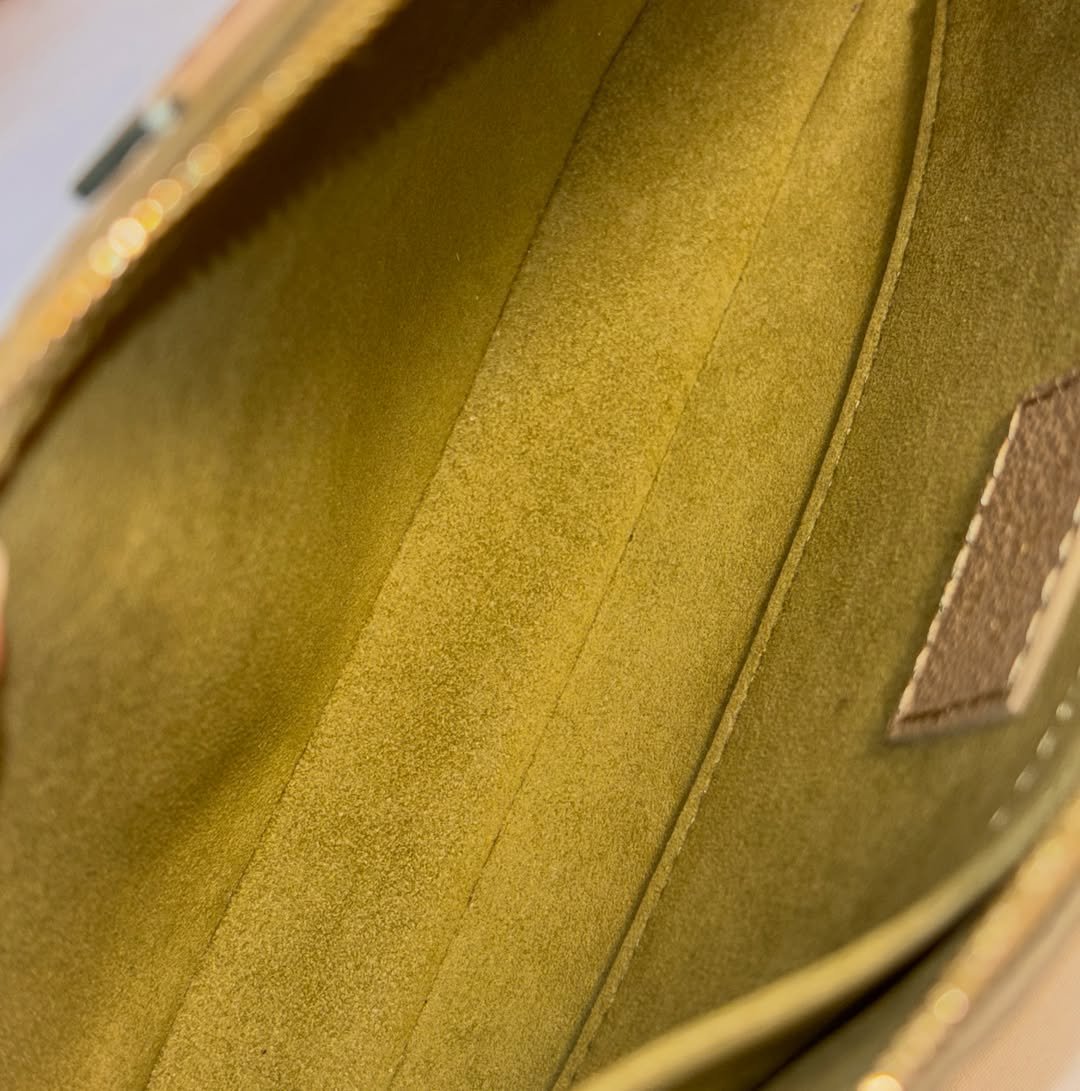 Gorgeous Large Khaki Bicolor Pochette - Image 7