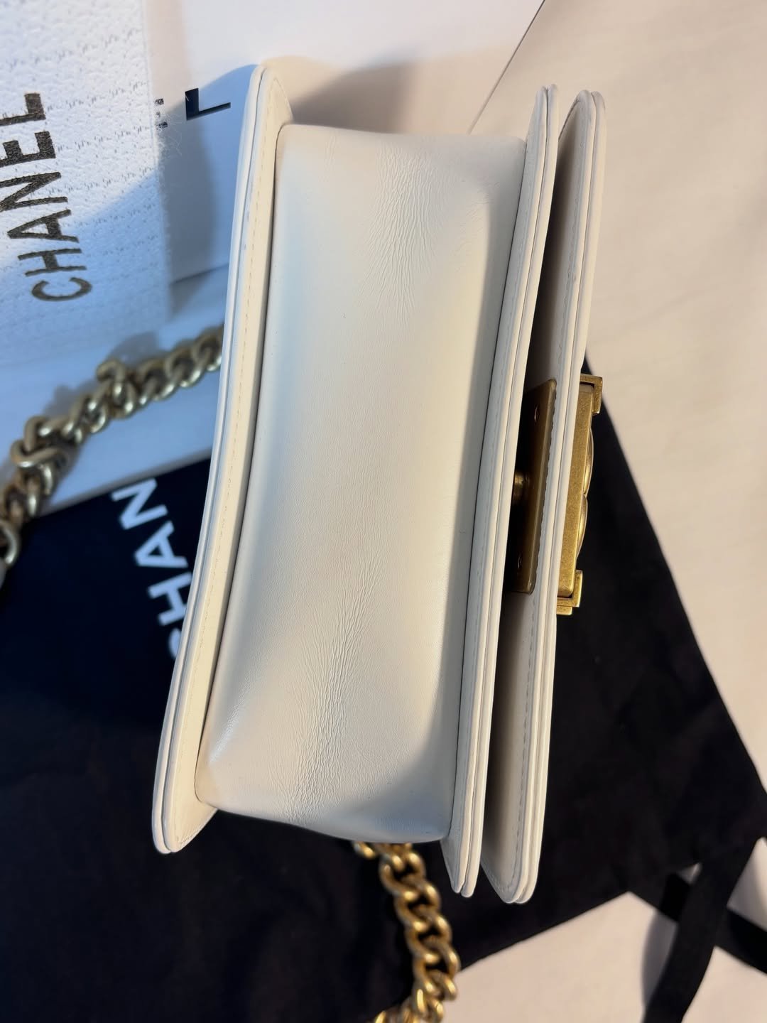 Stunning Square Small White Boy Bag - Image 5