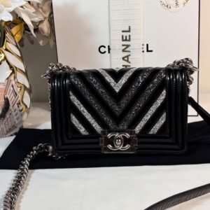 Alternative view of Black Patent Chevron Glitter Boy Bag