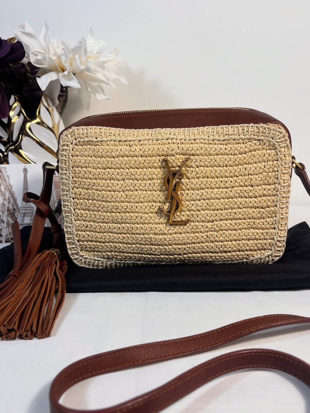 Medium Lou Camera Bag Raffia