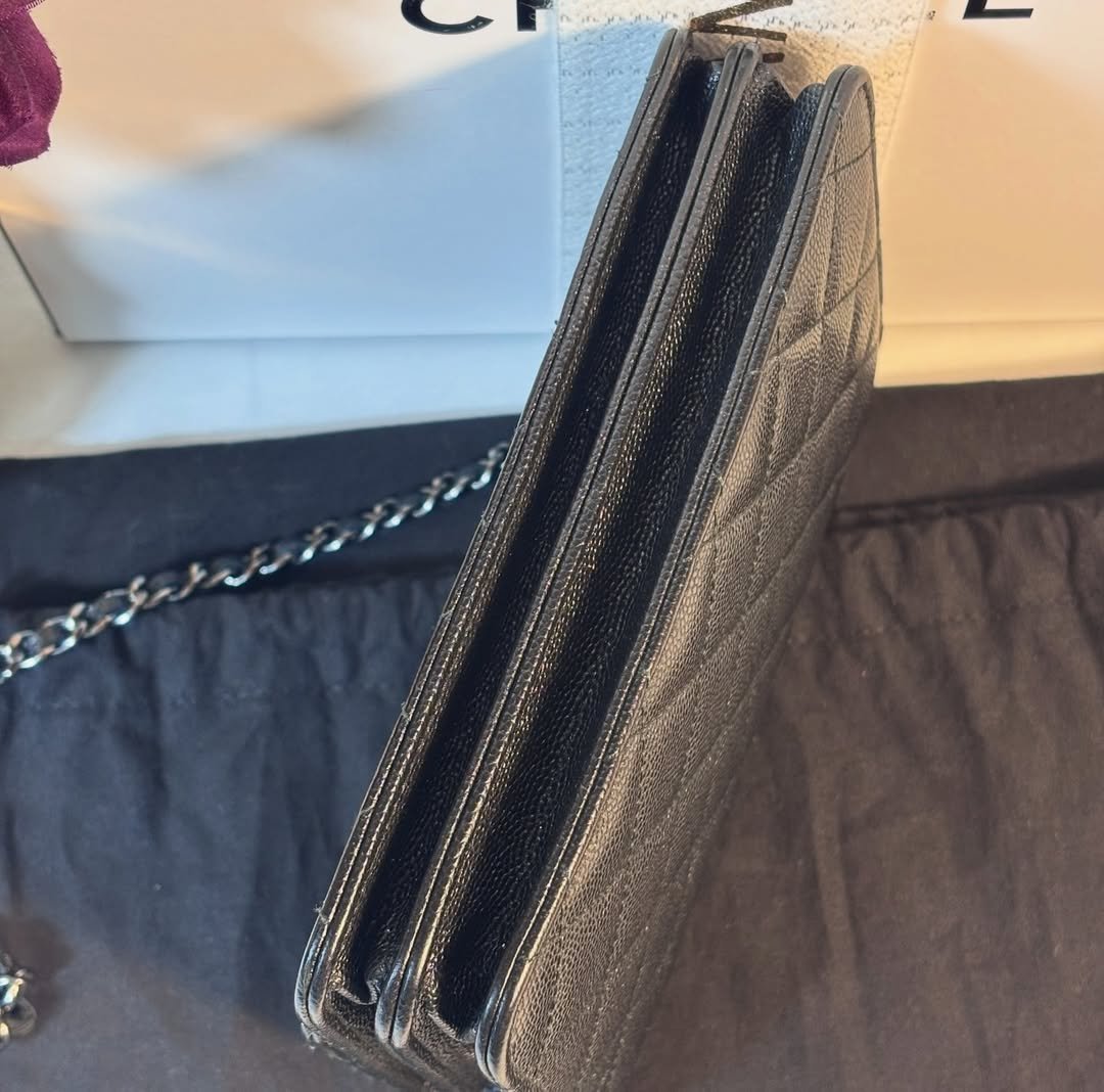 Beautiful Black Caviar Square Woc Crossbody - Image 5