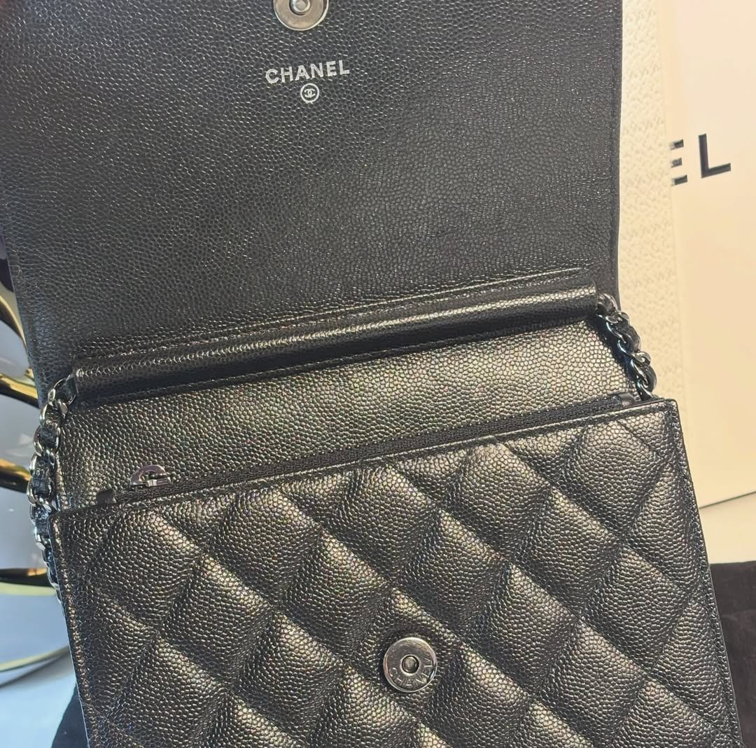 Beautiful Black Caviar Square Woc Crossbody - Image 7